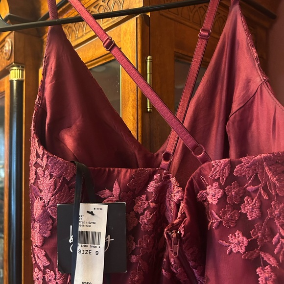 by & by Burgundy Lace Prom Dress - Picture 3 of 3